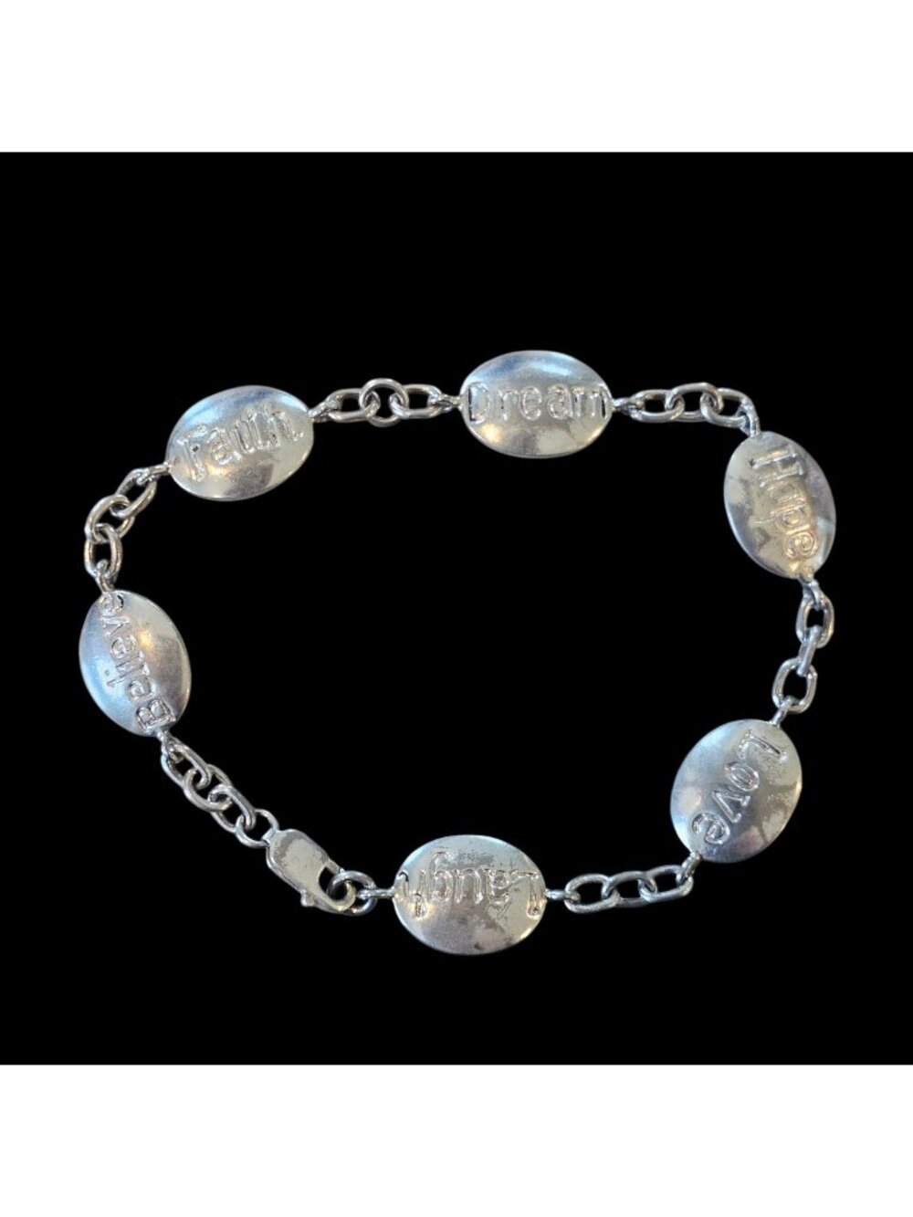 Sterling‎ Silver Inspirational Link Bracelet Bubble Charms 925 8 Grams